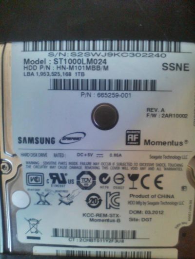 Лот: 10901897. Фото: 1. HDD жесткий диск 1Tb 2.5" SATA. Жёсткие диски (HDD)
