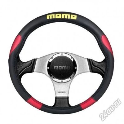 Лот: 5592861. Фото: 1. Кожаная оплётка MOMO-305 BK/RD... Чехлы, коврики, оплетки руля