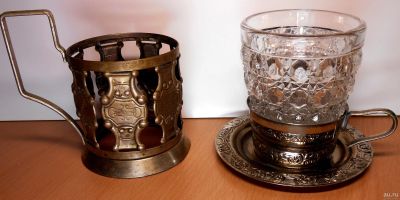 Лот: 13509008. Фото: 1. Два Мельхиоровых Подстаканника... Кружки, стаканы, бокалы