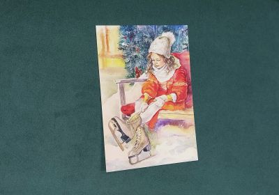 Лот: 18400589. Фото: 1. Новогодняя открытка. Коньки. Открытки, конверты