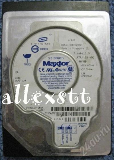 Лот: 186374. Фото: 1. винчестер HDD Maxtor IDE 40Gb. Жёсткие диски (HDD)