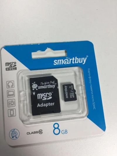 Лот: 10342296. Фото: 1. MicroSD 8Gb карта памяти + SD... Карты памяти