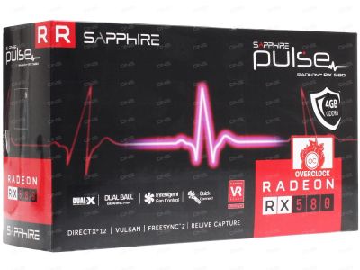 Лот: 11347496. Фото: 1. Sapphire Radeon RX580 pulse 4Gb... Видеокарты