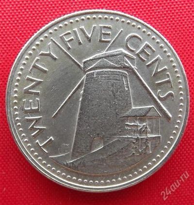 Лот: 2576639. Фото: 1. (№2119/LF) 25 центов 1973 (Барбадос... Америка