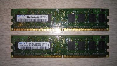 Лот: 17039940. Фото: 1. DDR2 2Gb (2шт по 1GB) Samsung... Оперативная память