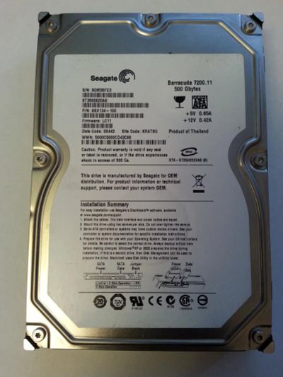 Лот: 8603181. Фото: 1. Seagate ST3500820AS (уставший). Жёсткие диски (HDD)