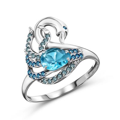 Лот: 23885624. Фото: 1. Серебряное кольцо с ювелирными... Кольца, перстни