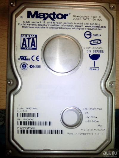 Лот: 9906888. Фото: 1. HDD 3.5 Жесткий диск Maxtor 200Gb... Жёсткие диски