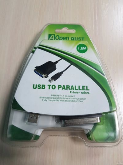 Лот: 12092166. Фото: 1. Переходник AOpen USB to LPT 1... Шлейфы, кабели, переходники