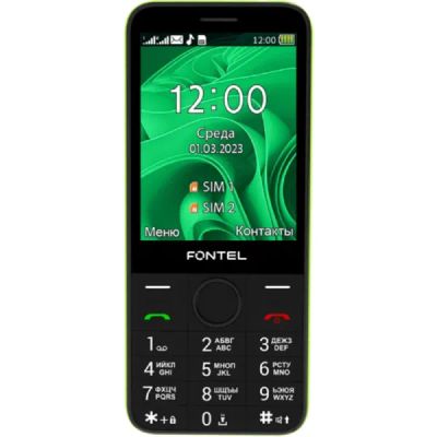 Лот: 22220008. Фото: 1. Телефон Fontel FP320 черно-зеленый. Кнопочные мобильные телефоны