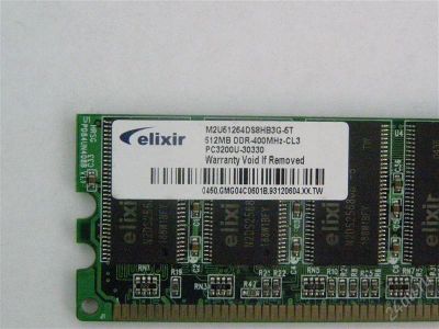 Лот: 2590080. Фото: 1. 512MB DDR 400 PC 3200 Elixir. Оперативная память