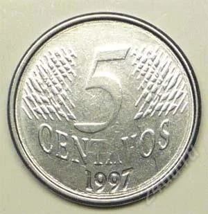 Лот: 1587783. Фото: 1. Бразилия. 5 сентаво 1997г. Америка
