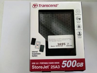 Лот: 12658843. Фото: 1. 2.5" 500Gb Transcend Portable... Внешние жесткие диски