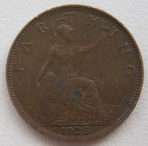 Лот: 11901691. Фото: 1. Великобритания 1 фартинг 1928. Великобритания и острова