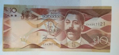 Лот: 12316655. Фото: 1. Барбадос 10 долларов 2013 UNC. Америка