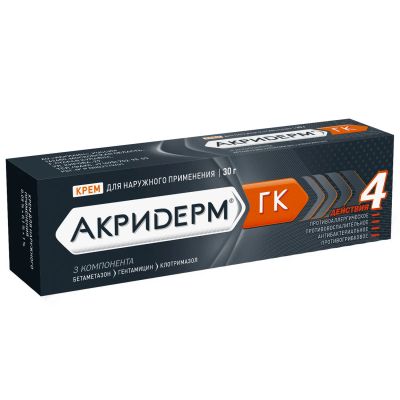 Лот: 23261651. Фото: 1. Акридерм ГК крем 30г. Лекарства