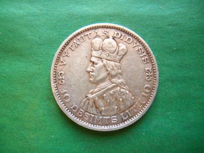 Лот: 24656230. Фото: 1. Литва 10 лит 1936 г.,серебро. Страны СНГ и Балтии