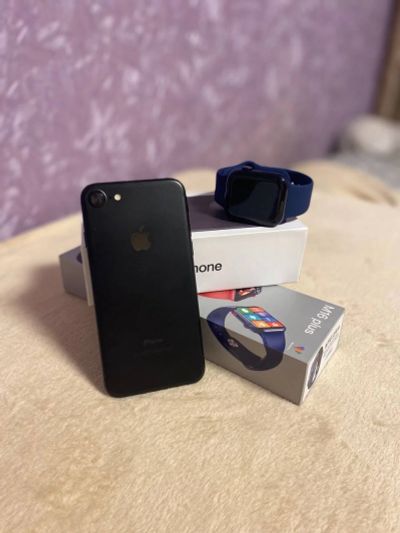 Лот: 18319995. Фото: 1. iPhone 7 Black новый + Smart Watch... Смартфоны