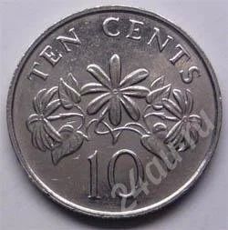 Лот: 199405. Фото: 1. Сингапур. 10 цент 1991г. Азия