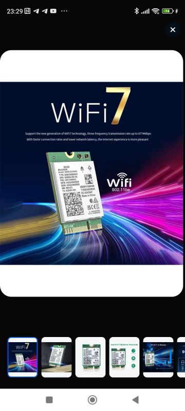 Лот: 25169572. Фото: 1. Сетевая карта BE200 WiFi7, 8000... Сетевые карты