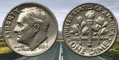 Лот: 18395212. Фото: 1. 1 дайм 1984 год сша.#2 Всё на... Америка