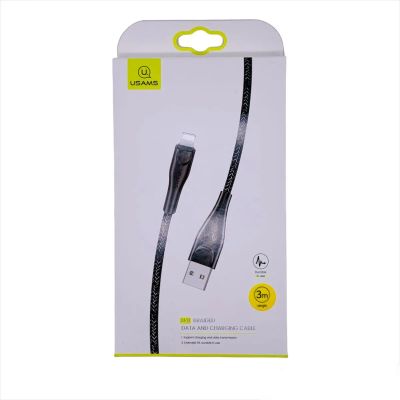 Лот: 22146437. Фото: 1. Кабель USAMS Lighting U41 3m Black. Дата-кабели, переходники