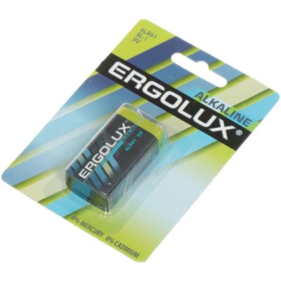 Лот: 24083537. Фото: 1. Батарейка Ergolux, 9V (6LR61... Батарейки, аккумуляторы, элементы питания