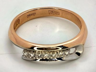 Лот: 25606223. Фото: 1. Золотое кольцо 585 р.17,75 с 7... Кольца, перстни