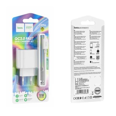 Лот: 22144440. Фото: 1. СЗУ HOCO C109A QC 3.0+MICRO-USB... Зарядные устройства, блоки питания, адаптеры сетевые для смартфонов