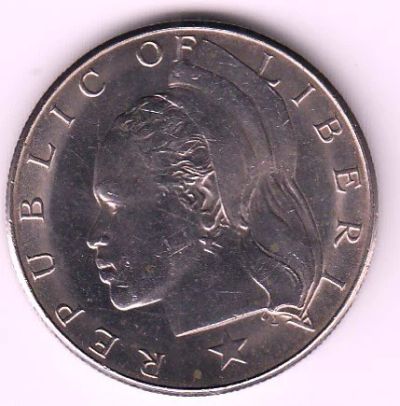 Лот: 11849388. Фото: 1. Либерия 1 доллар медь-никель 1970г. Африка