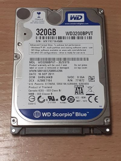 Лот: 19488519. Фото: 1. HDD 320gb для ноутбука WD3200BPVT... Жёсткие диски (HDD)