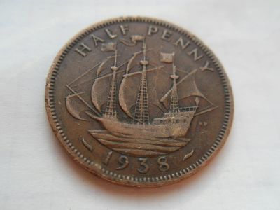 Лот: 10071557. Фото: 1. Великобритания 1/2 пенни 1938. Великобритания и острова