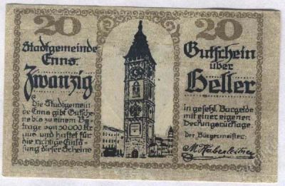 Лот: 1421965. Фото: 1. Австрия. Нотгельд. 20 геллер 1920г... Германия и Австрия
