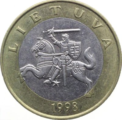 Лот: 25375496. Фото: 1. 2 лита 1998 год. Литва . С Рубля... Европа