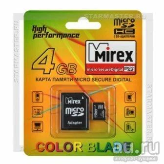 Лот: 9138490. Фото: 1. 4Gb Карта Памяти Microsdhc Mirex... Карты памяти