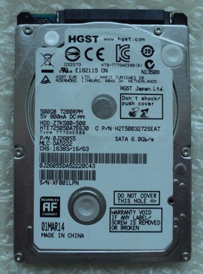 Лот: 15228562. Фото: 1. HGST 500GB SATA III 7200rpm. Новый... Жёсткие диски (HDD)