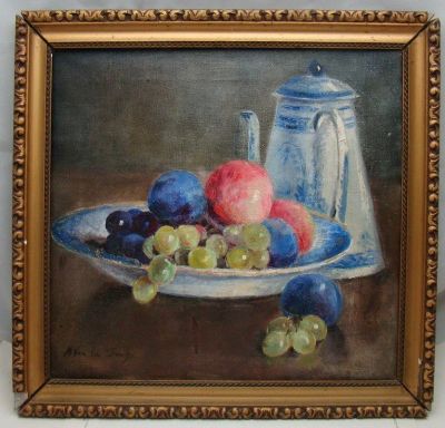 Лот: 17985059. Фото: 1. Картина старинная натюрморт Фрукты... Другое (антиквариат)