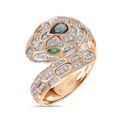 Лот: 24650696. Фото: 1. Кольцо с агатом, топазом и фианитами. Кольца, перстни