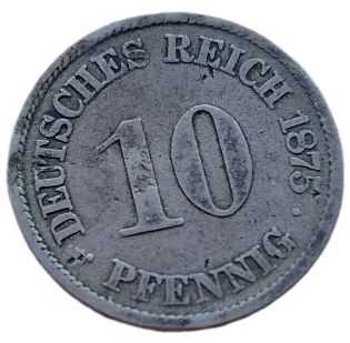 Лот: 8412817. Фото: 1. Монета 10 пфенниг Германия 1875... Германия и Австрия