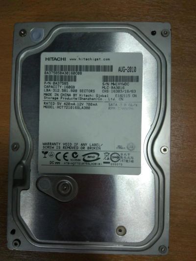 Лот: 10628069. Фото: 1. Hitachi 160Gb sata. Жёсткие диски