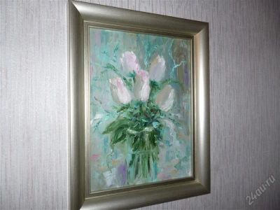 Лот: 2946060. Фото: 1. Картина "Бутоны" 30*40 Х.М. Картины, гравюры