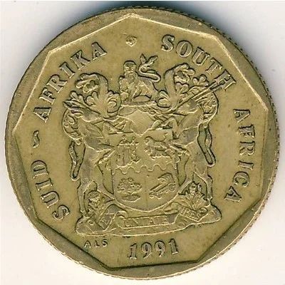 Лот: 18849502. Фото: 1. ЮАР 50 центов 1991 с Рубля. Африка