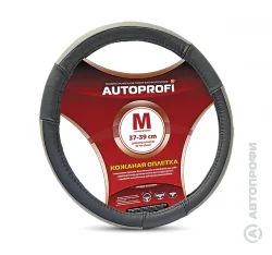 Лот: 14525926. Фото: 1. AP-678 BK/GY (M) Кожаная оплётка. Чехлы, коврики, оплетки руля