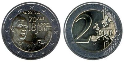 Лот: 920699. Фото: 1. Франция 2 евро, 2010 год. 70 лет... Европа