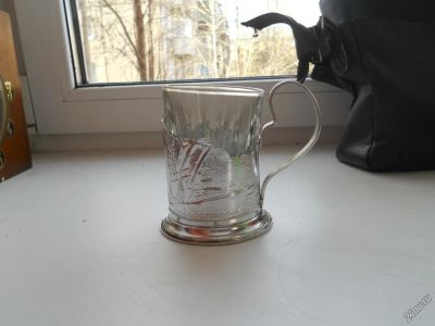 Лот: 3997312. Фото: 1. подстаканик ссср с рубля! со стаканом. Предметы интерьера и быта