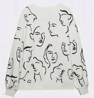 Лот: 25766440. Фото: 1. Свитшот женский белый Zara, размер... Свитеры, толстовки, худи