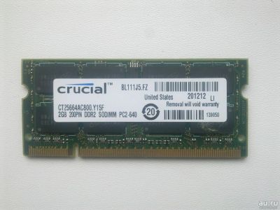 Лот: 9613344. Фото: 1. Crucial ddr2 pc2-6400 2gb CT25664AC800... Оперативная память