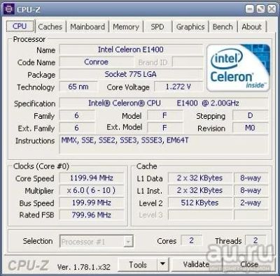 Лот: 9277720. Фото: 1. Celeron Dual-Core E1400 2.0 GHz... Процессоры
