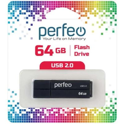 Лот: 19676889. Фото: 1. USB 64Gb Perfeo черный 18486. USB-флеш карты