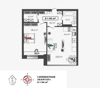Лот: 21109558. Фото: 1. Продажа Квартира Абакан, Авиаторов... Квартиры, студии